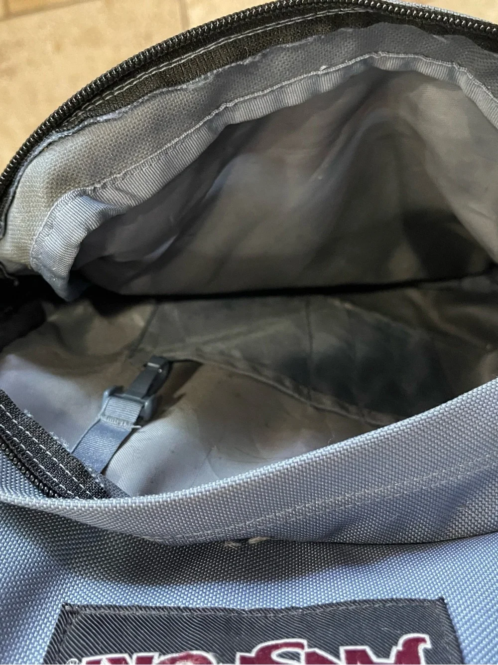 Jansport Gray Backpack with Brown Suede Base